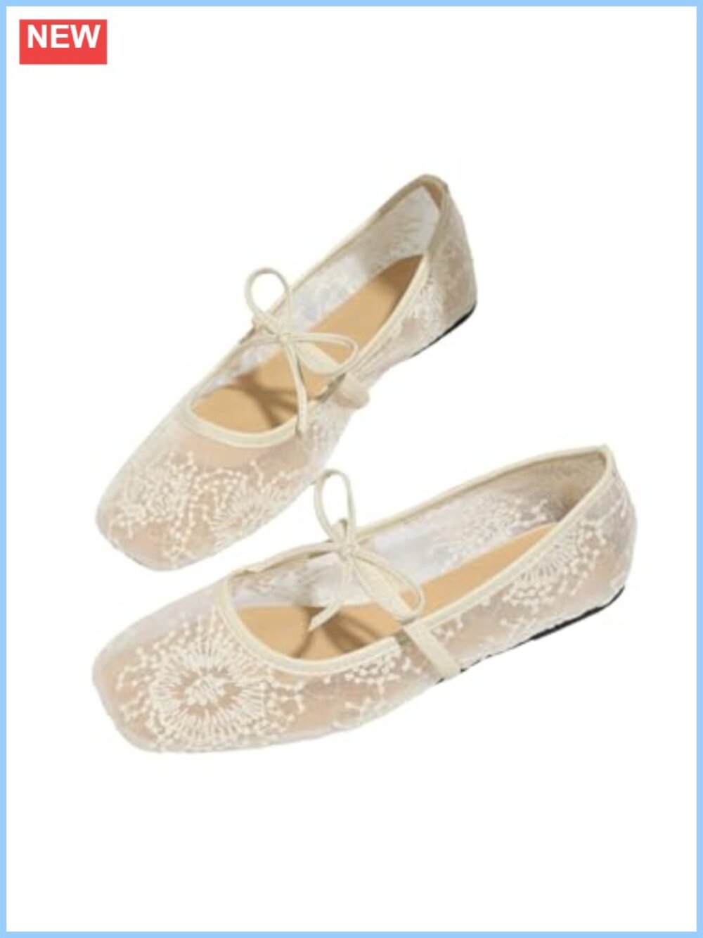 Women's Polka Dots Mesh Ballet Flats Lace Slip On Ballerina